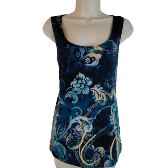 Easywear by chico Womens multicolor blue tank top size 2 chico size L sleeveless - Picture 4 of 16